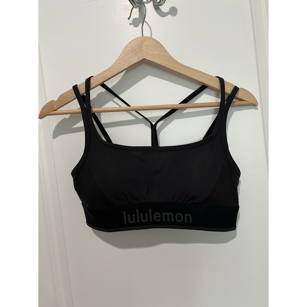 Lululemon Logo Train‎ Strappy Bra Black Size 8 NWT $68